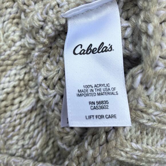 Cabelas Cable Knit Sweater Sz M Cream Cowl Neck Chunky Cozy Fisherman Career - Picture 13 of 13